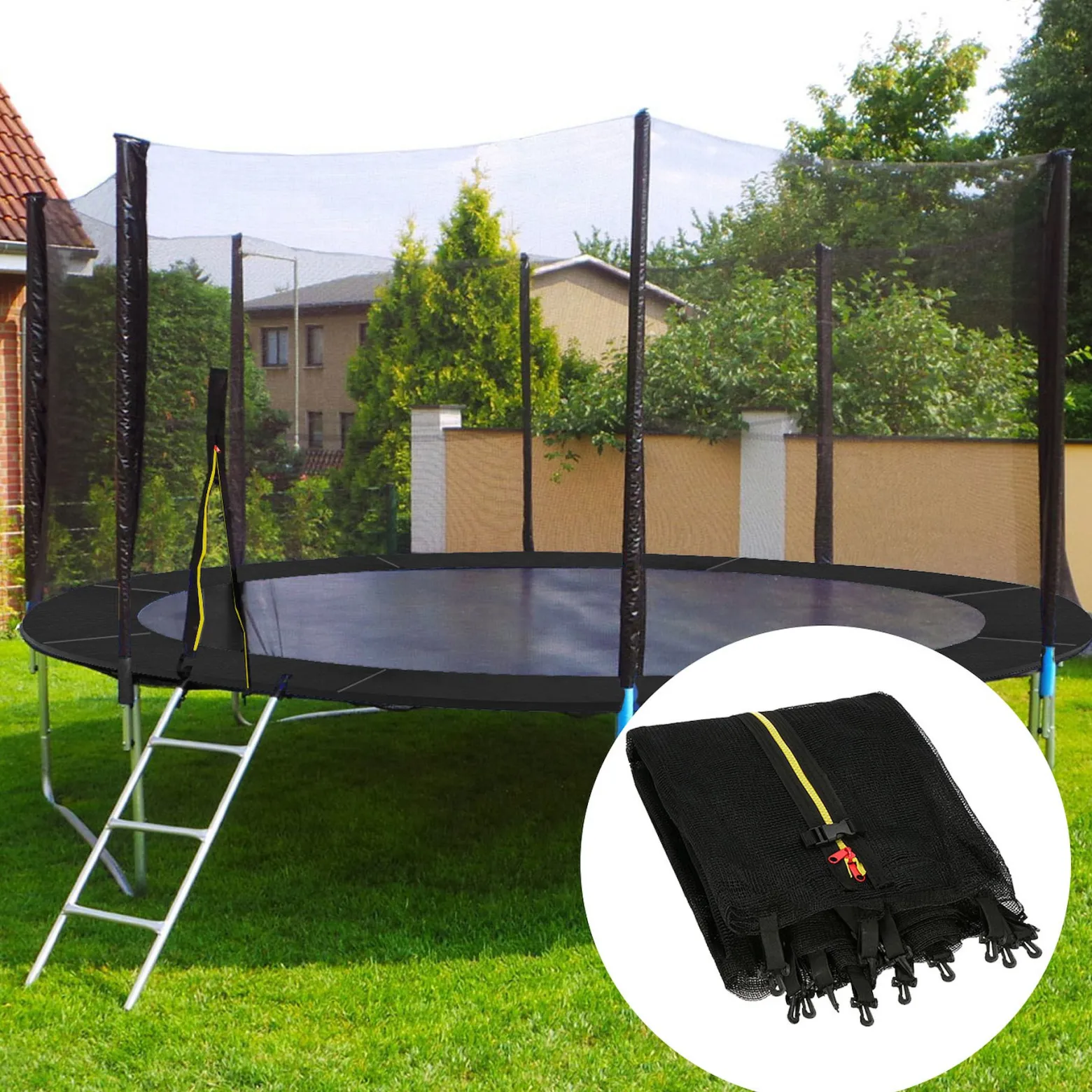 Osłona na sprężyny z siatką zewnętrzną do trampoliny 10FT 305 cm czarna
