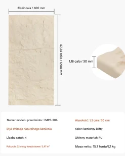 Panele ścienne 3D 120x60x3 cm imitacja kamienia 4 sztuki