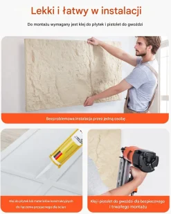 Panele ścienne 3D 120x60x3 cm imitacja kamienia 4 sztuki