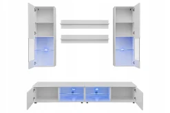 Pan Igiełka - Zestaw Mebli Komplet - Meblościanka RTV z Witrynami LED RGB