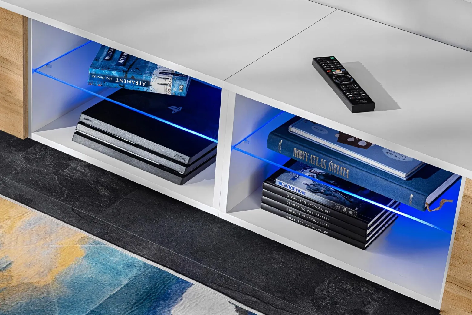Pan Igiełka - Zestaw Mebli Komplet - Meblościanka RTV z Witrynami LED RGB