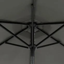 Parasol Ogrodowy Antracytowy Składany Na Słupku z Oświetleniem 225x225x212