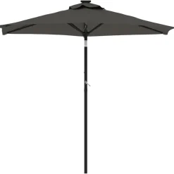Parasol Ogrodowy Antracytowy Składany Na Słupku z Oświetleniem 225x225x212