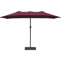Parasol Ogrodowy Czerwony z Podstawą Składany Na Taras Balkon Ogród