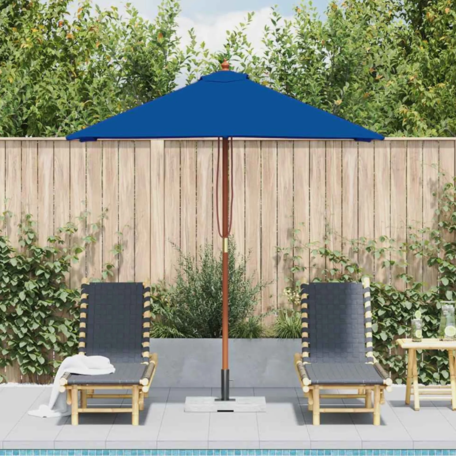 Parasol Ogrodowy Niebieski Na Słupku Składany Na Taras Ogród 150x200 cm