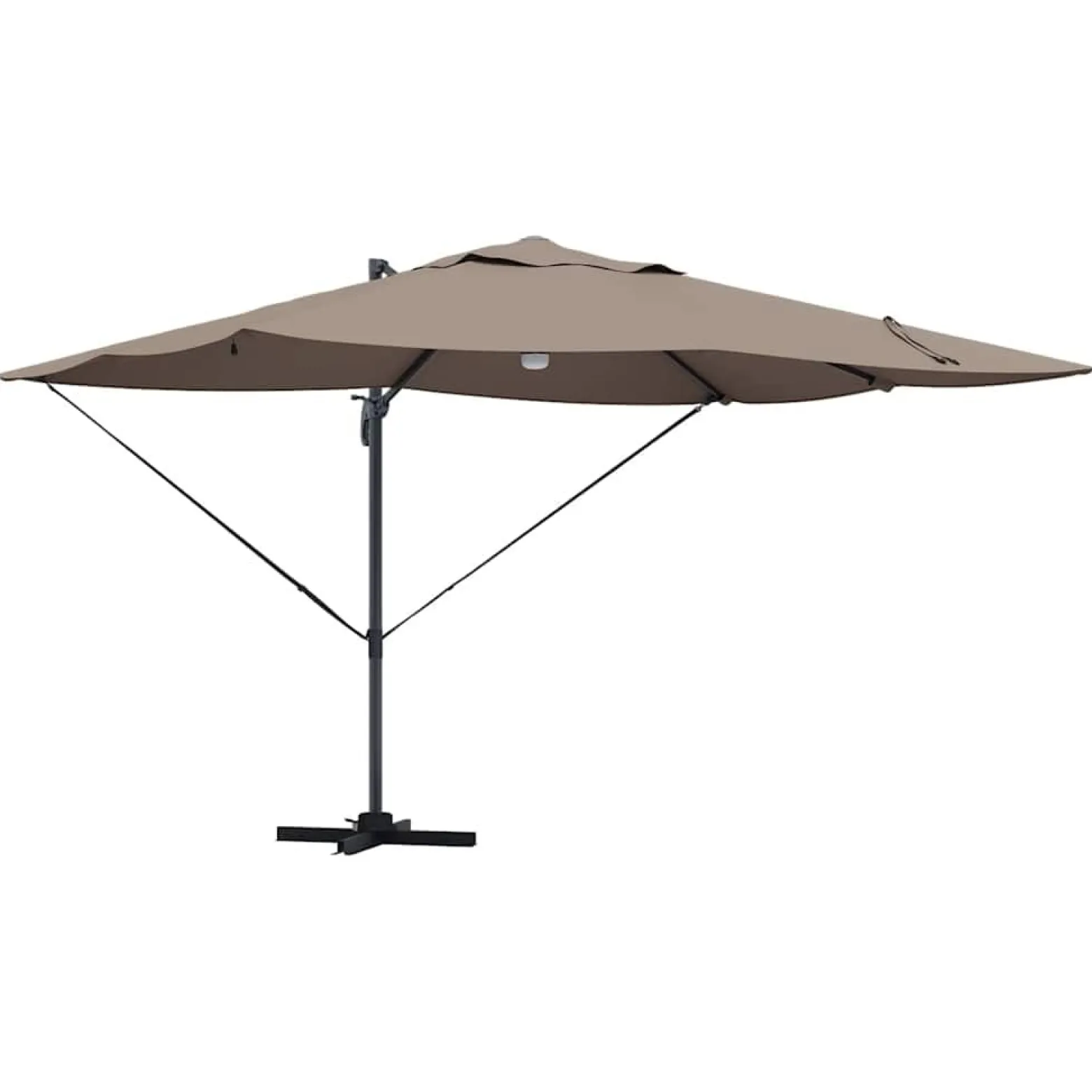 Parasol Ogrodowy Szary Składany z Podstawą Na Taras Ogród LED 351 x 250