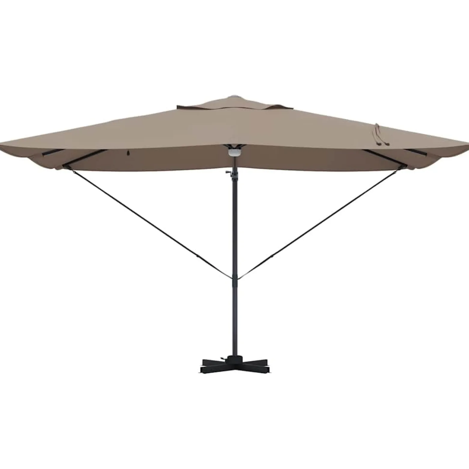 Parasol Ogrodowy Szary Składany z Podstawą Na Taras Ogród LED 351 x 250