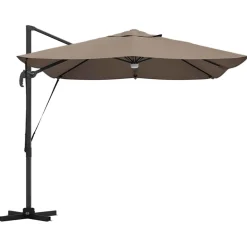 Parasol Ogrodowy Szary Składany z Podstawą Na Taras Ogród LED 351 x 250
