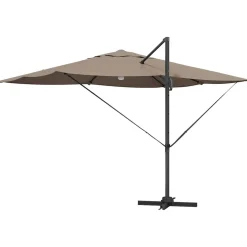 Parasol Ogrodowy Szary Składany z Podstawą Na Taras Ogród LED 351 x 250