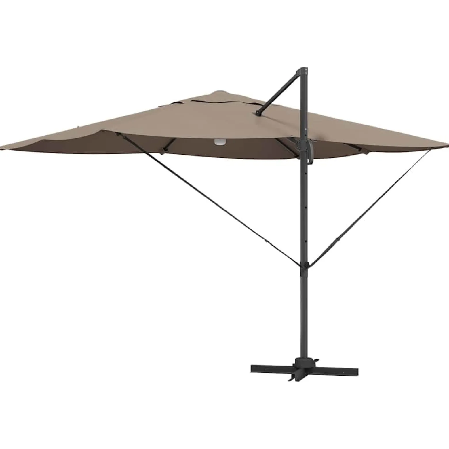 Parasol Ogrodowy Szary Składany z Podstawą Na Taras Ogród LED 351 x 250