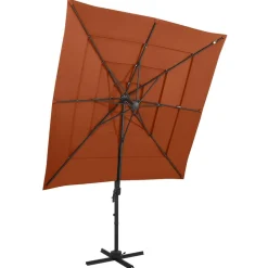 Parasol Ogrodowy Terakota z Podstawą Składany Na Taras Balkon Ogród 250x250