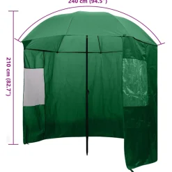 Parasol wędkarski Zielony 240 x 210 cm vidaXL