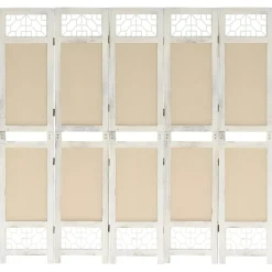 Parawan Dekoracyjny Składany Parawan Panelowy Kremowy 175 x 165 cm