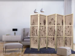 Parawan Japoński 5-panelowy Delikatne Polne Kwiaty 225x172cm
