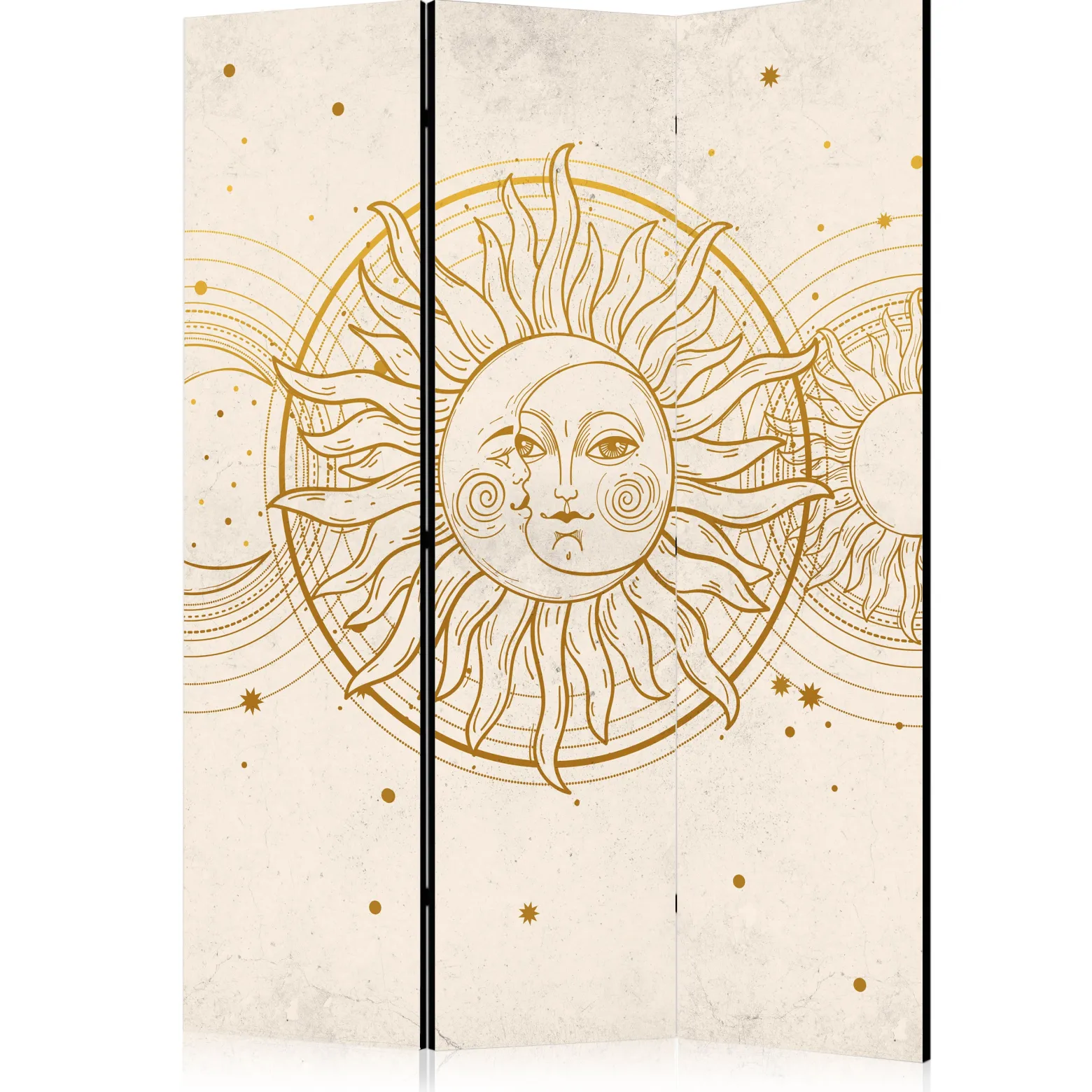 Parawan Jednostronny Złote Słońce I Księżyc 135x172cm