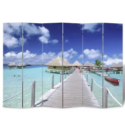 Parawan Pokojowy Dekoracyjny Parawan Składany Motyw Plaży 217x170 cm