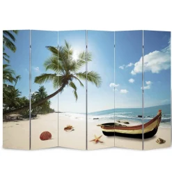 Parawan Pokojowy Dekoracyjny Parawan Składany Motyw Plaży 217x170 cm