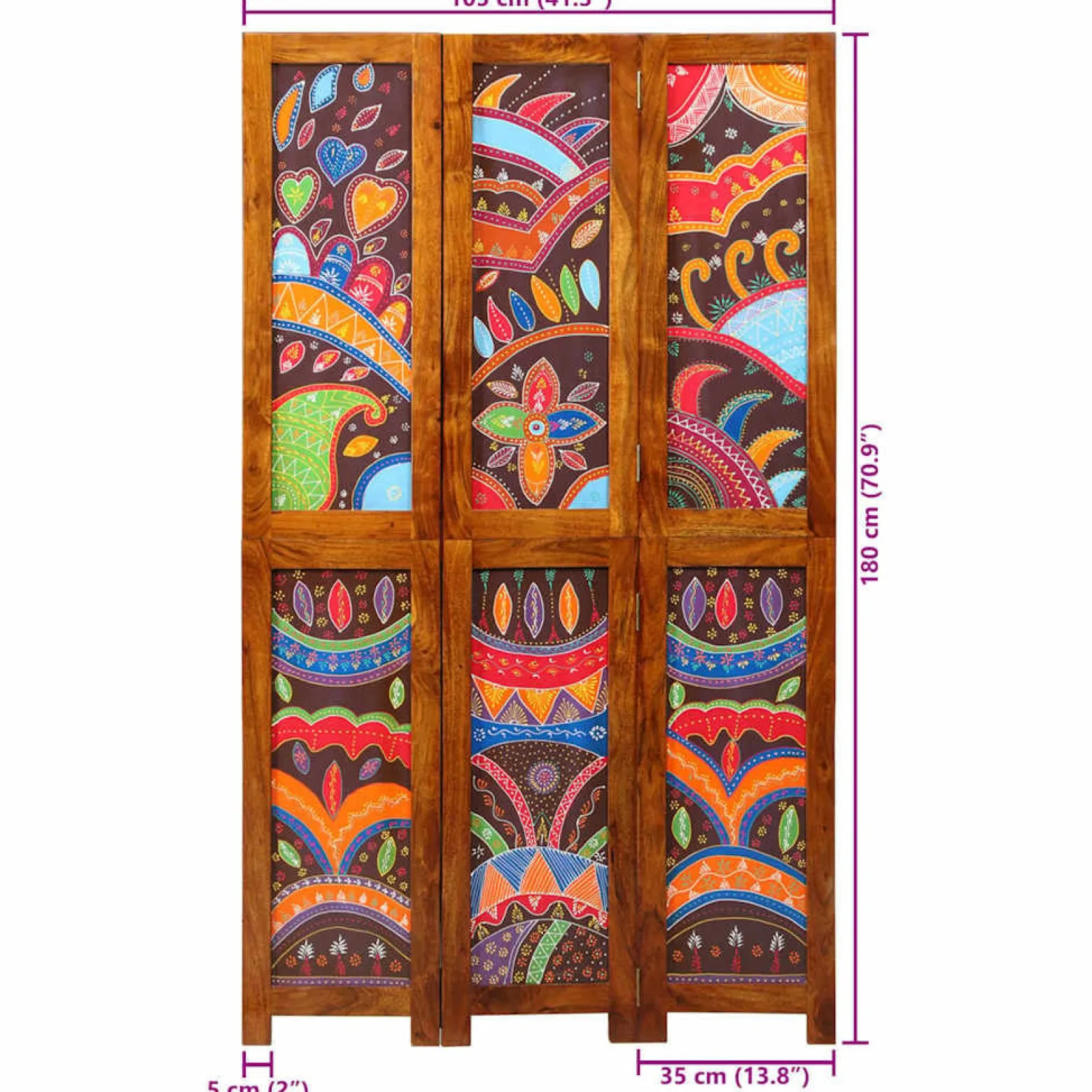 Parawan Pokojowy Składany Parawan Dekoracyjny Drewniany Brązowy 105x180 cm