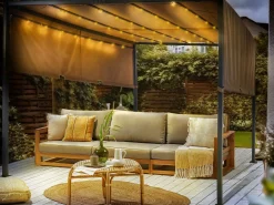 Pawilon ogrodowy altana 310 x 310 cm LED brązowy