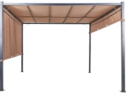 Pawilon ogrodowy altana 310 x 310 cm LED brązowy