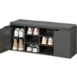 Półka na buty szara z siedziskiem 103x30,5x48 cm nowoczesna 10 poziomów