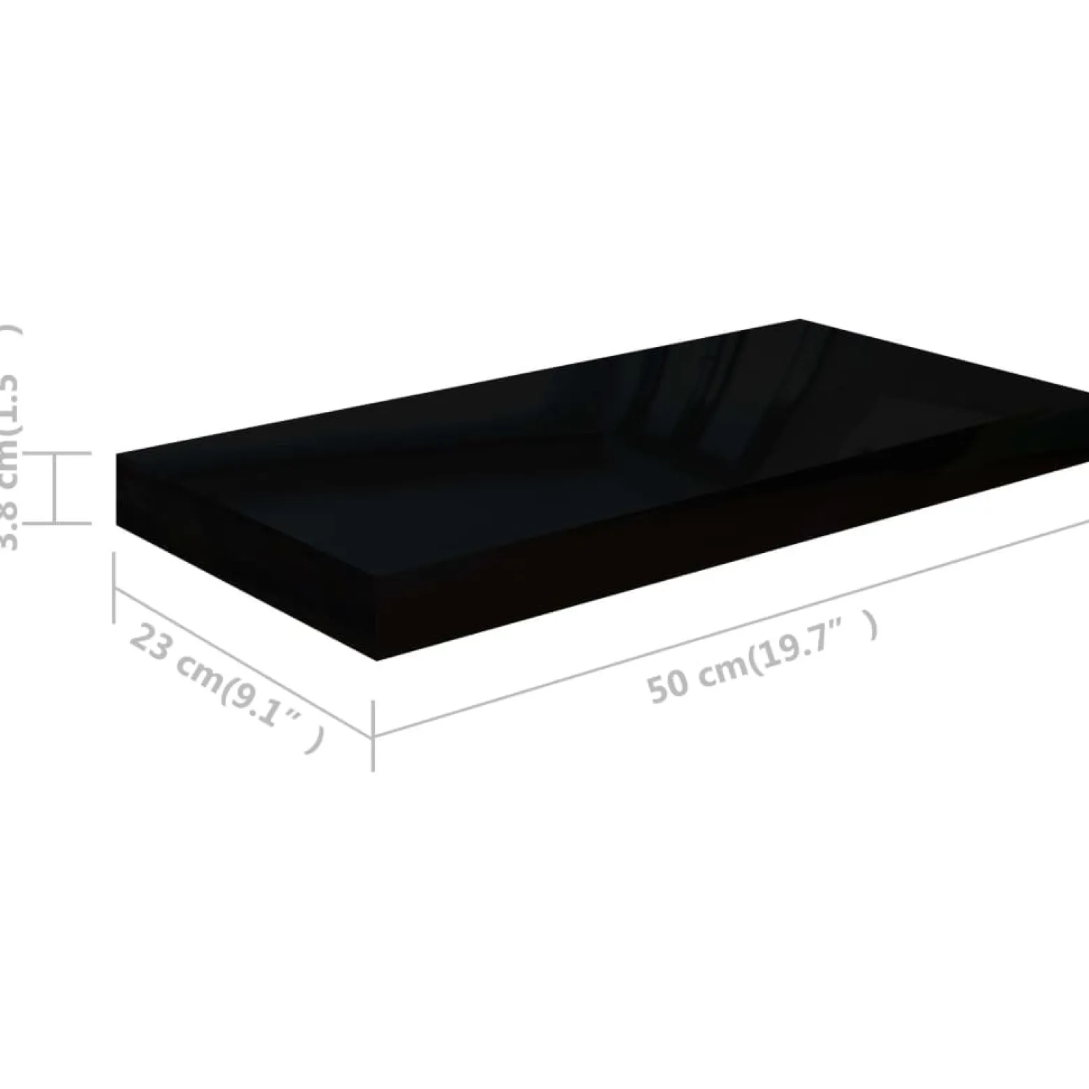 Półka ścienna Czarny 50 x 23 x 3.8 cm MDF vidaXL
