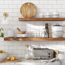 Półka ścienna rustykalny brąz 60 cm stabilna wisząca loft aranżacja