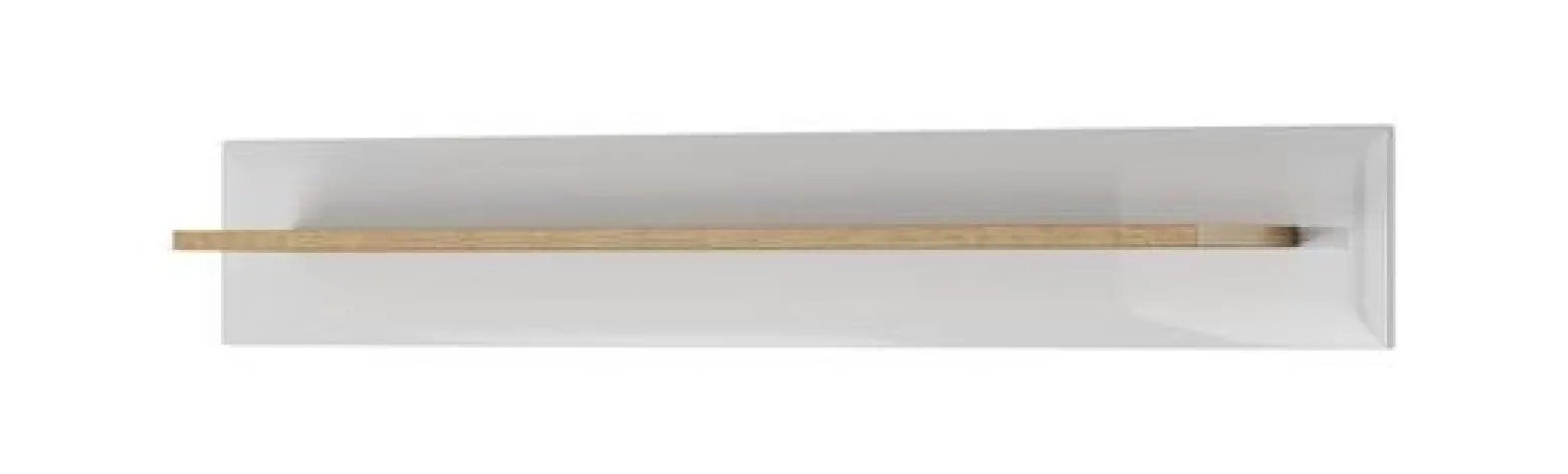 Półka ścienna wisząca prosta NODIS 107cm Biała +Dąb Riviera
