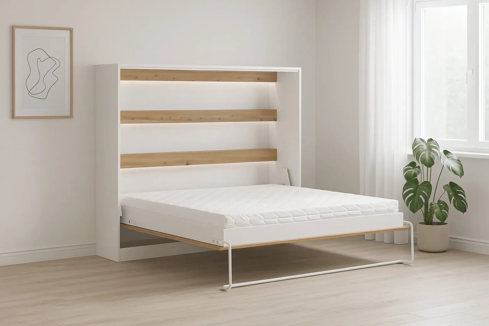 Półkotapczan Perfekt 140x200 poziomy Dąb+Czarny