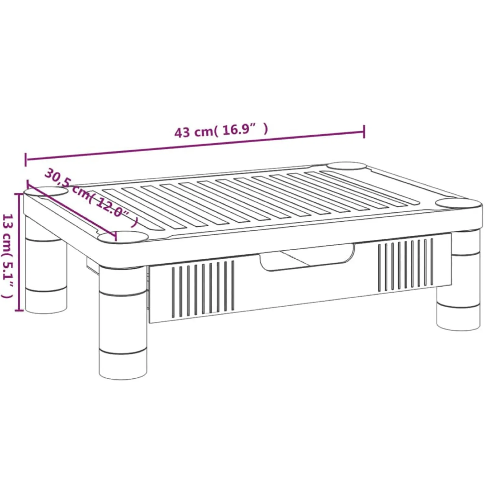 Podstawka pod monitor czarna 43x30.5x13 cm
