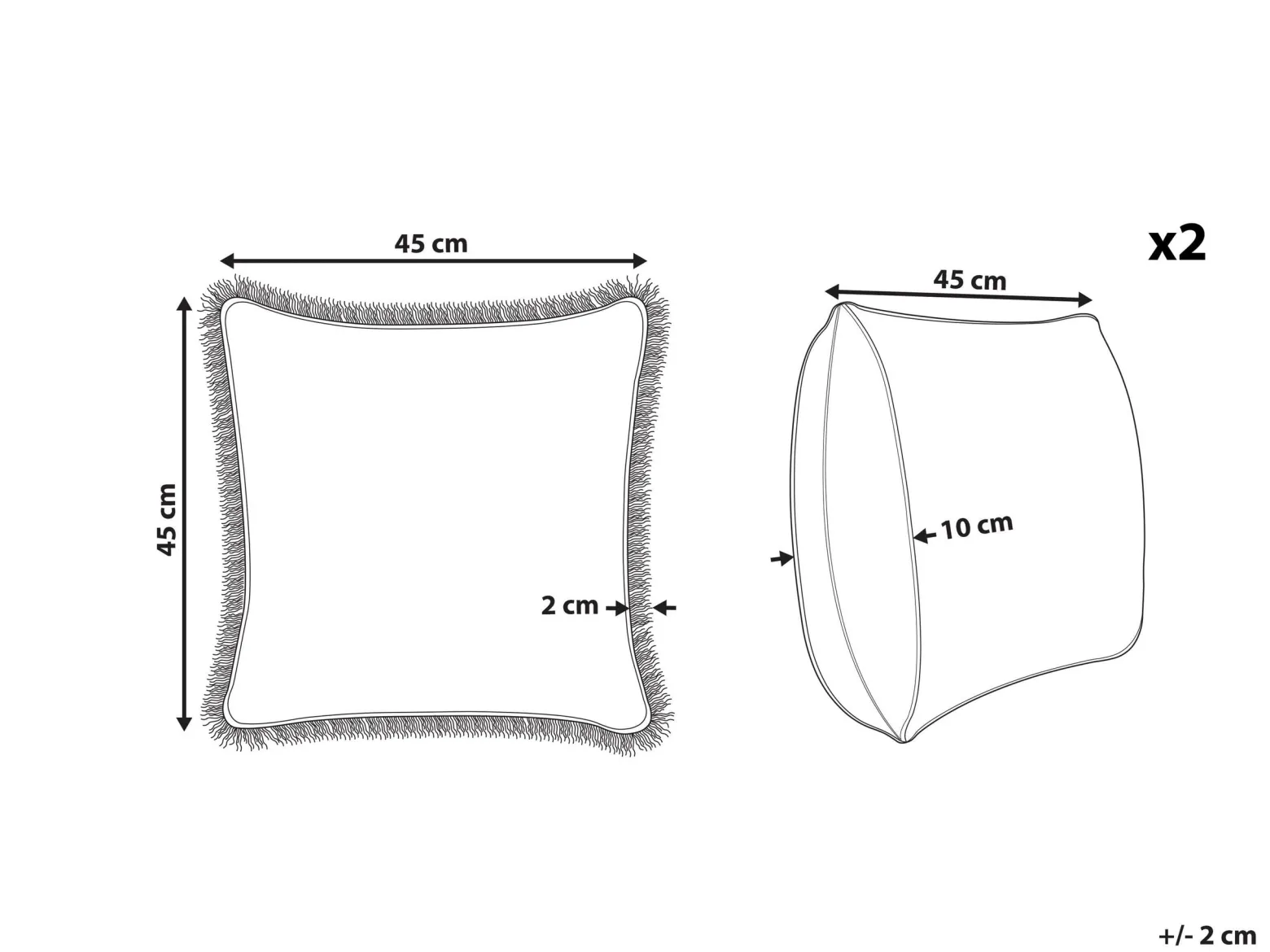 2 poduszki bawełniane 45x45 cm biało-pomarańczowe