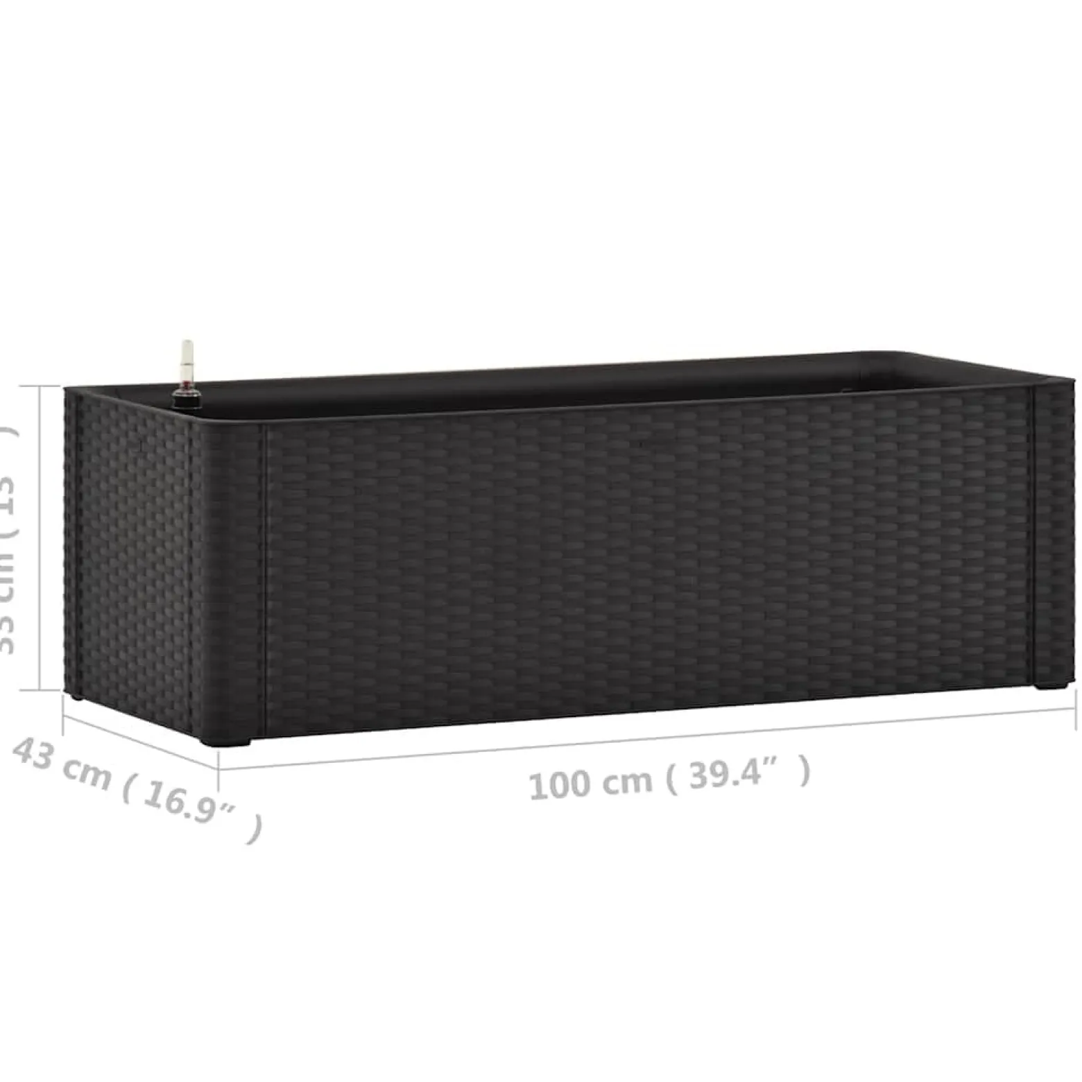 Podwyższona donica z systemem podlewania antracyt 100x43x33cm
