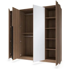 Pojemna szafa 4-Drzwiowa do sypialni FARO 223cm z Lustrem i LED Dąb Dunin