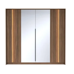 Pojemna szafa 4-Drzwiowa do sypialni FARO 223cm z Lustrem i LED Dąb Dunin