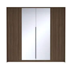 Pojemna szafa 4-Drzwiowa do sypialni FARO 223cm z Lustrem i LED Dąb Dunin
