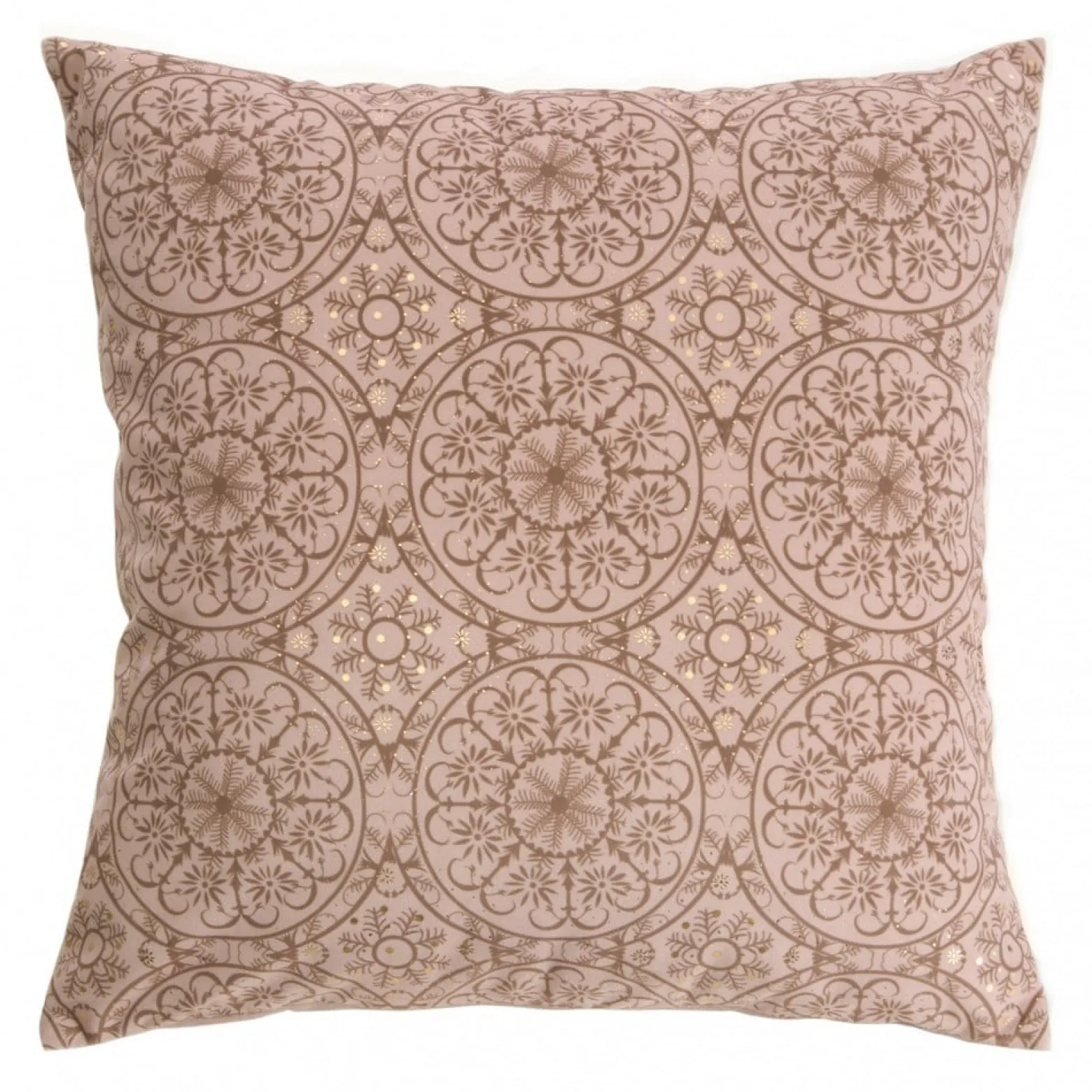 Poszewka 45x45 10 pudrowa beżowa rozety welurowa ornamenty