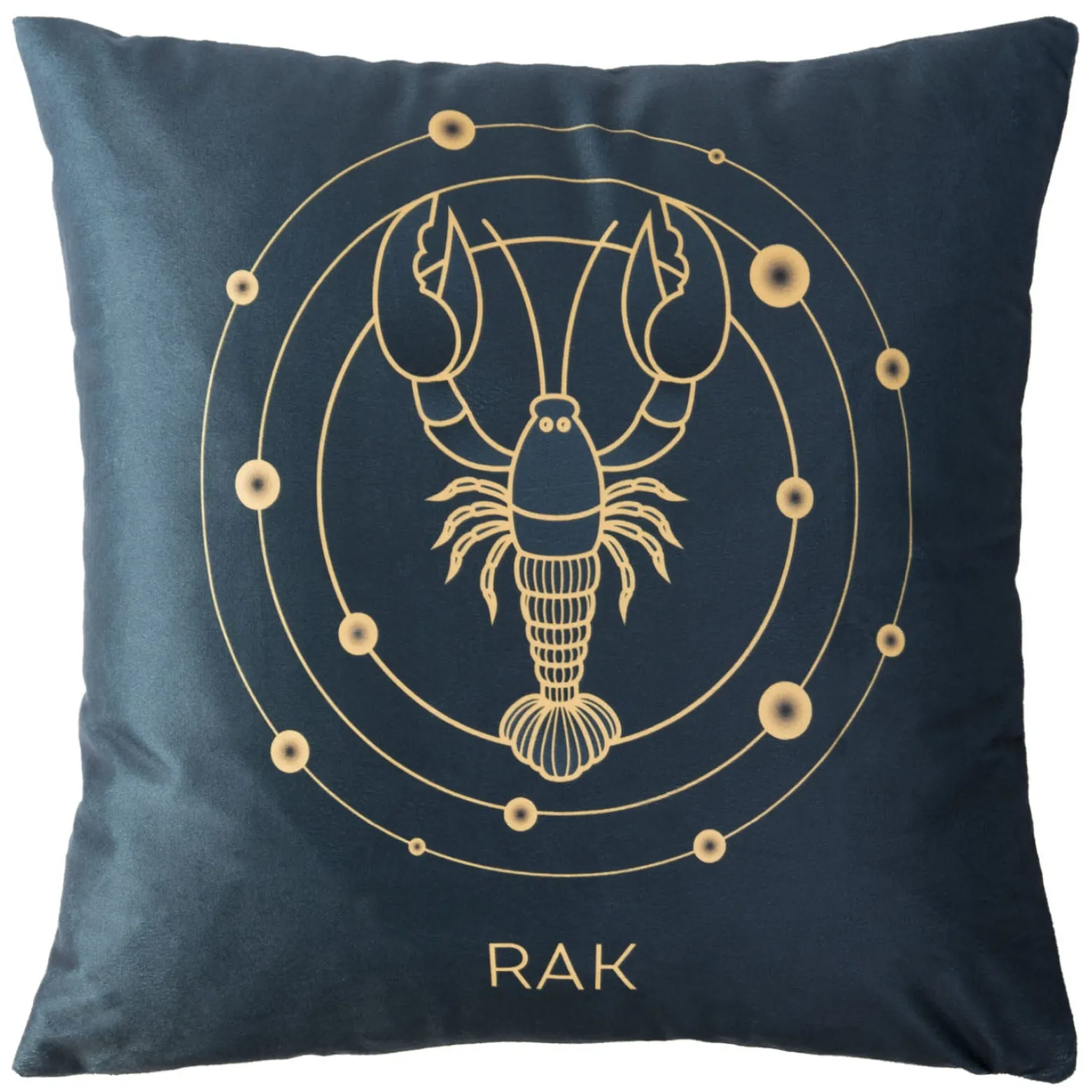 Poszewka 40x40 Zodiak Rak turkusowa ciemna welurowa