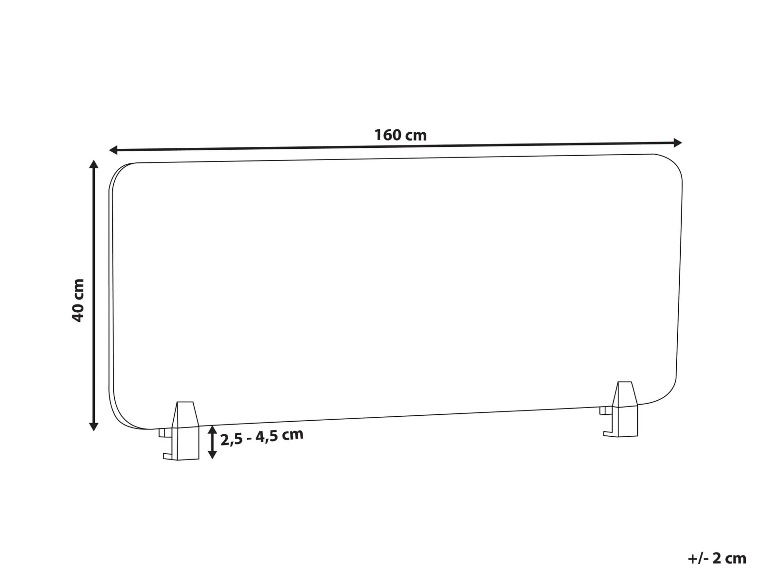 Przegroda na biurko 160 x 40 cm jasnoszara