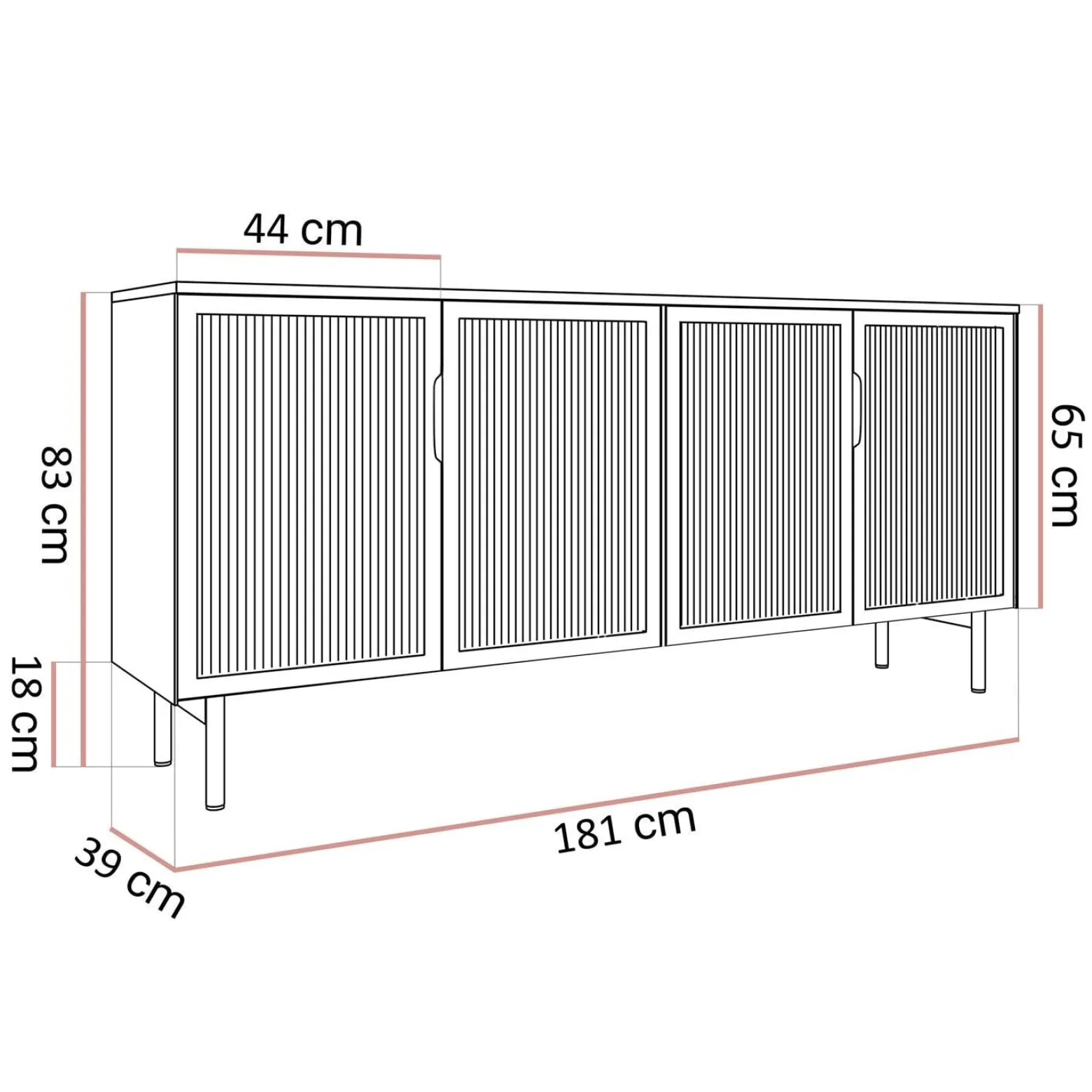 Przeszklona komoda LINEA 4D z oświetleniem LED