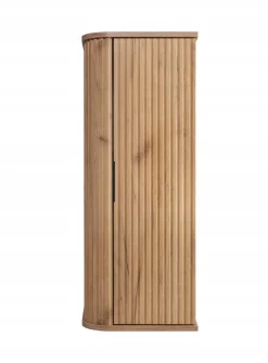 Półsłupek Łazienkowy Szafka Wisząca 79 Cm Dąb Ryflowane Fronty Mdf Elesan