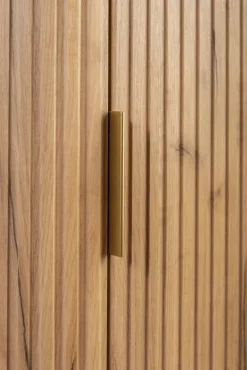Półsłupek Łazienkowy Szafka Wisząca 79 Cm Dąb Ryflowane Fronty Mdf Elesan
