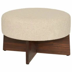 Pufa Kayan boucle kość słoniowa 50x50x30 cm siedzisko