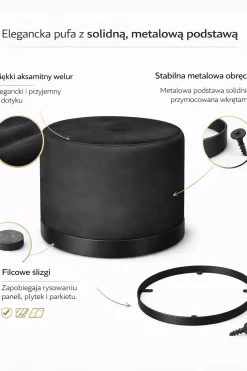 Pufa LUX elegancka podstawa metalowa czarna MG09