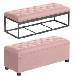 Pufa z ławką na buty 2 w 1 pastelowy róż dla dziewczynki 110 cm