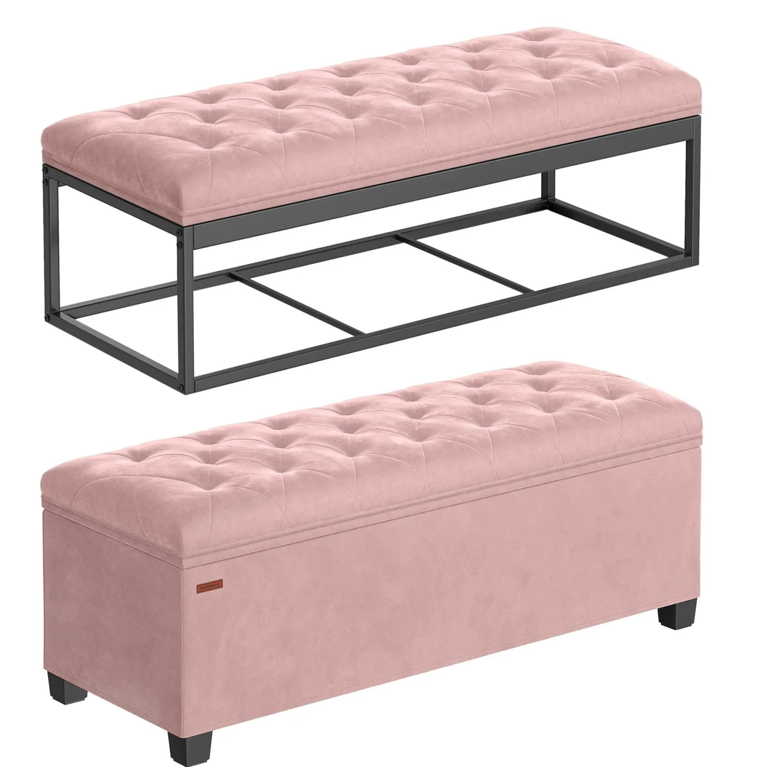 Pufa z ławką na buty 2 w 1 pastelowy róż dla dziewczynki 110 cm