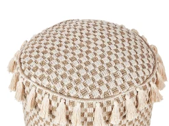 Puf pleciony podnóżek naturalny materiał 50 cm