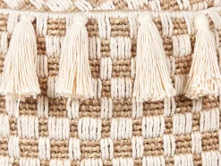 Puf pleciony podnóżek naturalny materiał 50 cm
