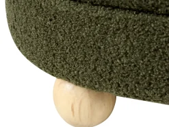 Puf tapicerowany boucle nóżki z drewna sosnowego zielony