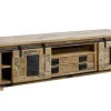 RAILWAY Szafka RTV #146 Mango woskowane + metal 180x50x55 cm