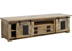 RAILWAY Szafka RTV #146 Mango woskowane + metal 180x50x55 cm